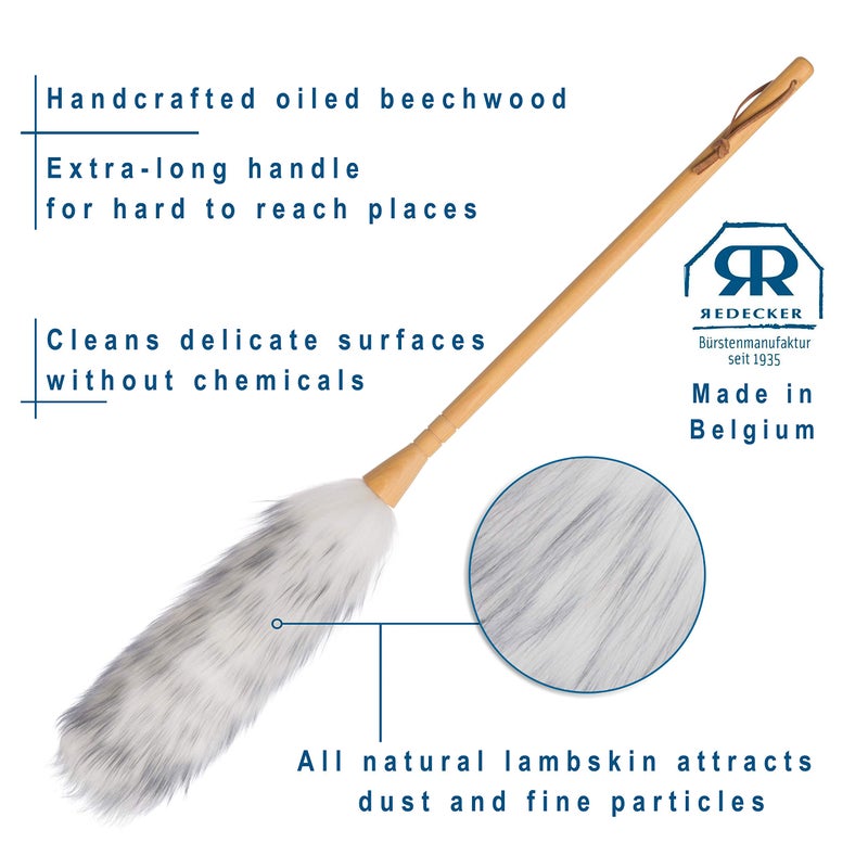 REDECKER Lambswool Duster, Natural Magnet for Dust and Fine Particles, Cleans Without Scratching, 29-1/2 inches - Lambs Wool Dusters for Cleaning - Lambs Wool Duster, Made in Belgium Reusable Duster - Image 5
